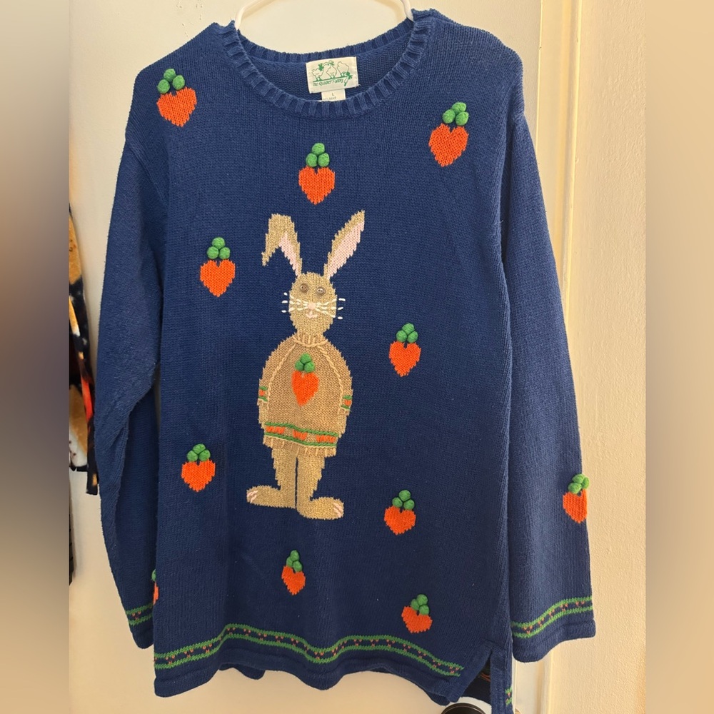 Quacker Factory Easter Bunny and Carrot Sweater